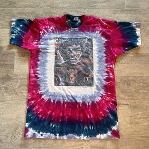 Vintage 90s Jimi Hendrix Portrait David Sanders Blue Hair Tie Dye Tee - Size XL
